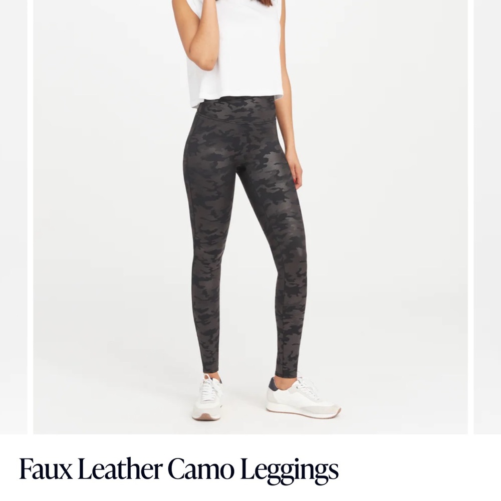 Spanx faux leather camo leggings